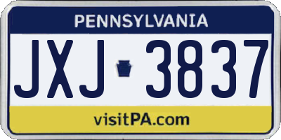 PA license plate JXJ3837