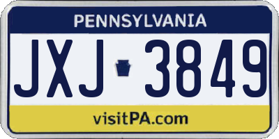 PA license plate JXJ3849