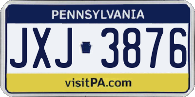 PA license plate JXJ3876