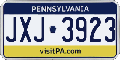 PA license plate JXJ3923