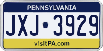 PA license plate JXJ3929