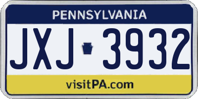 PA license plate JXJ3932