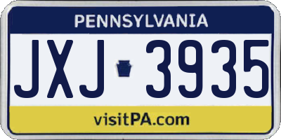PA license plate JXJ3935