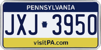 PA license plate JXJ3950