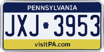 PA license plate JXJ3953