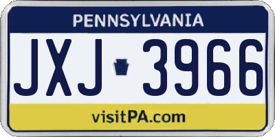 PA license plate JXJ3966
