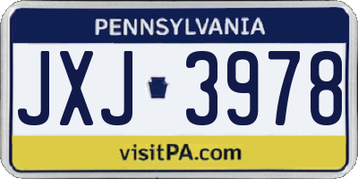 PA license plate JXJ3978