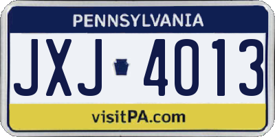 PA license plate JXJ4013