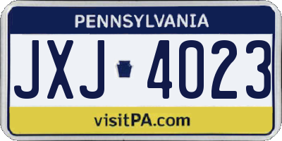 PA license plate JXJ4023