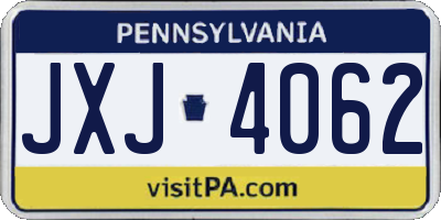 PA license plate JXJ4062