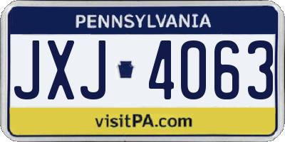 PA license plate JXJ4063