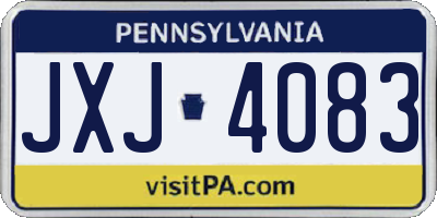 PA license plate JXJ4083