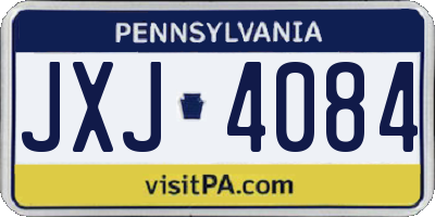 PA license plate JXJ4084