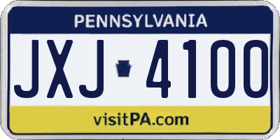 PA license plate JXJ4100