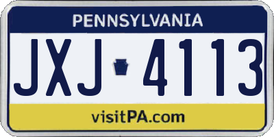 PA license plate JXJ4113