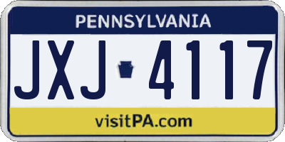 PA license plate JXJ4117
