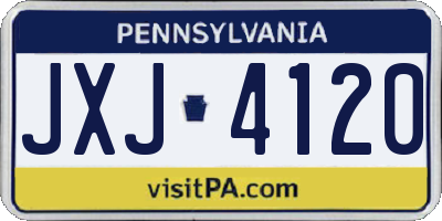 PA license plate JXJ4120