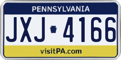 PA license plate JXJ4166