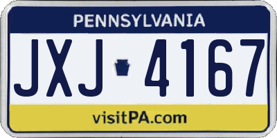 PA license plate JXJ4167