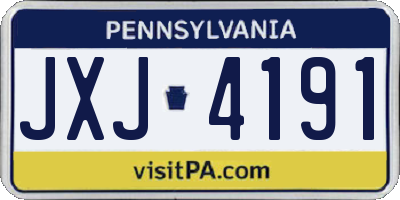 PA license plate JXJ4191