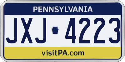 PA license plate JXJ4223
