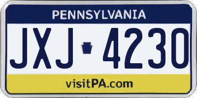 PA license plate JXJ4230