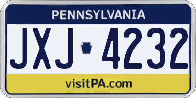 PA license plate JXJ4232