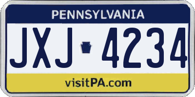 PA license plate JXJ4234
