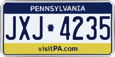 PA license plate JXJ4235