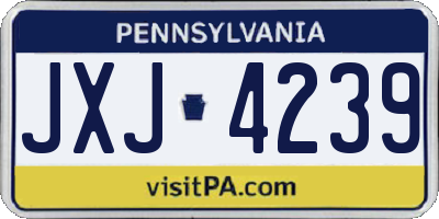 PA license plate JXJ4239