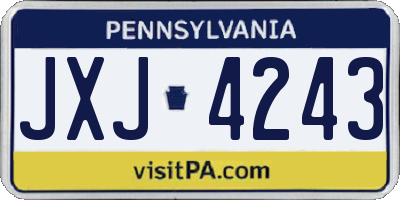 PA license plate JXJ4243
