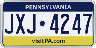 PA license plate JXJ4247
