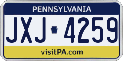 PA license plate JXJ4259