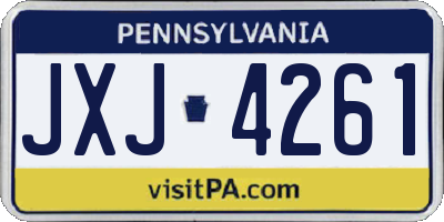 PA license plate JXJ4261