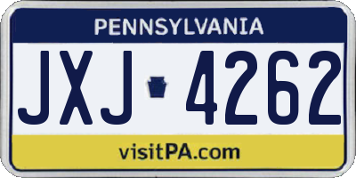 PA license plate JXJ4262