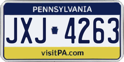 PA license plate JXJ4263