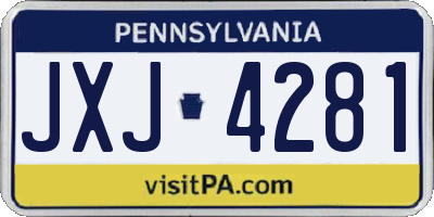 PA license plate JXJ4281