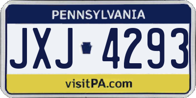 PA license plate JXJ4293