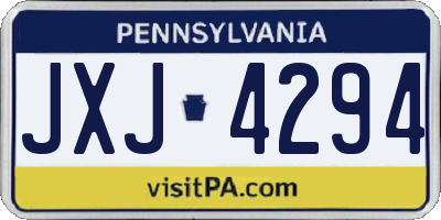 PA license plate JXJ4294