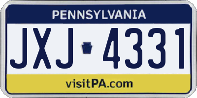 PA license plate JXJ4331