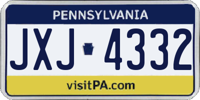 PA license plate JXJ4332