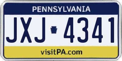 PA license plate JXJ4341