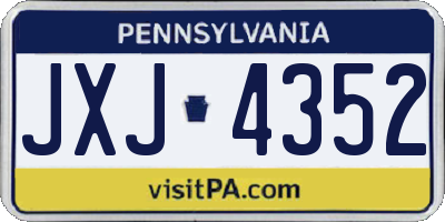 PA license plate JXJ4352