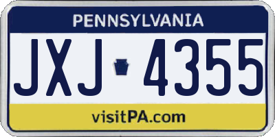 PA license plate JXJ4355