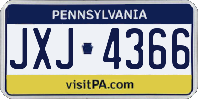 PA license plate JXJ4366