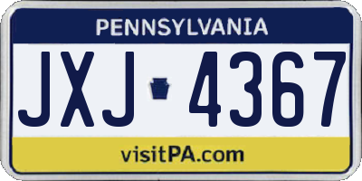 PA license plate JXJ4367