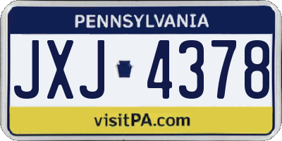 PA license plate JXJ4378