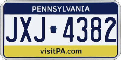 PA license plate JXJ4382
