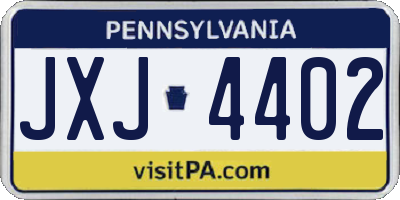 PA license plate JXJ4402