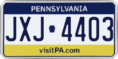 PA license plate JXJ4403